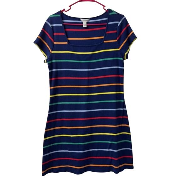 Arizona multicolor rainbow Fitted Cap Sleeve short knit dress XL Bodycon Y2K - Picture 2 of 5